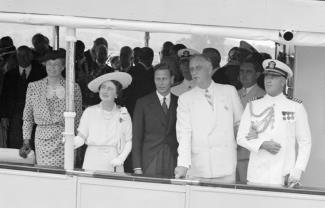 Franklin and Eleanor Roosevelt with King George VI and Queen Elizabeth