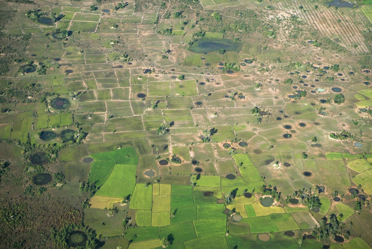 Bomb craters in Cambodia