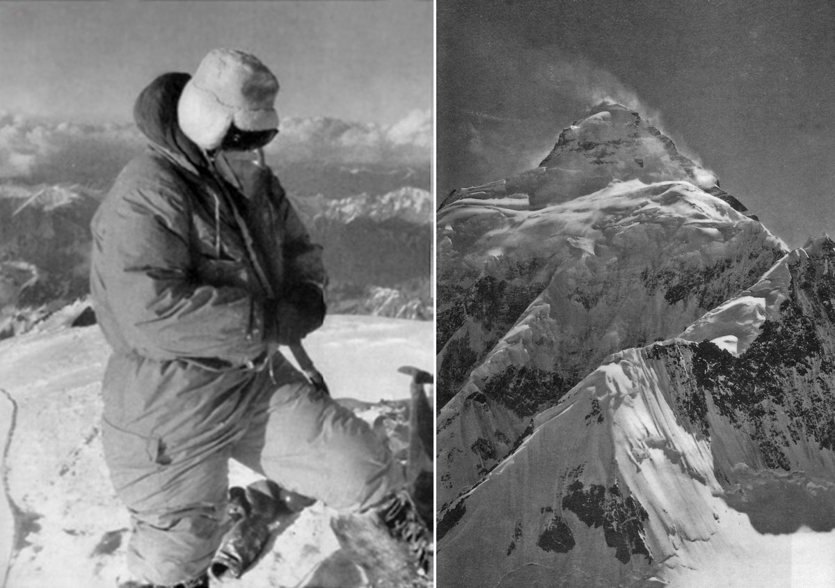 Compagnoni on the summit of K2 and the East Face of K2