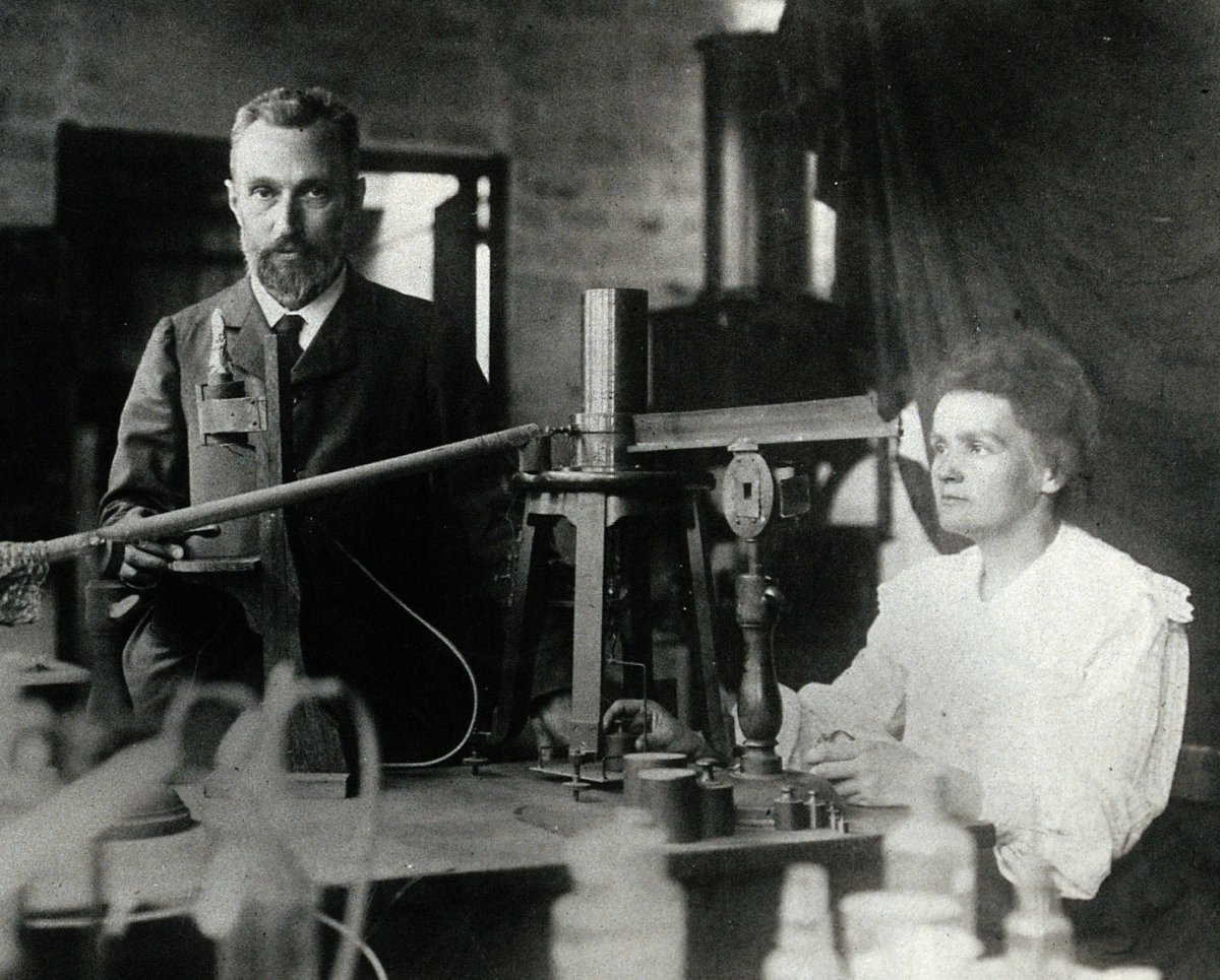 Pierre and Marie Curie in the laboratory