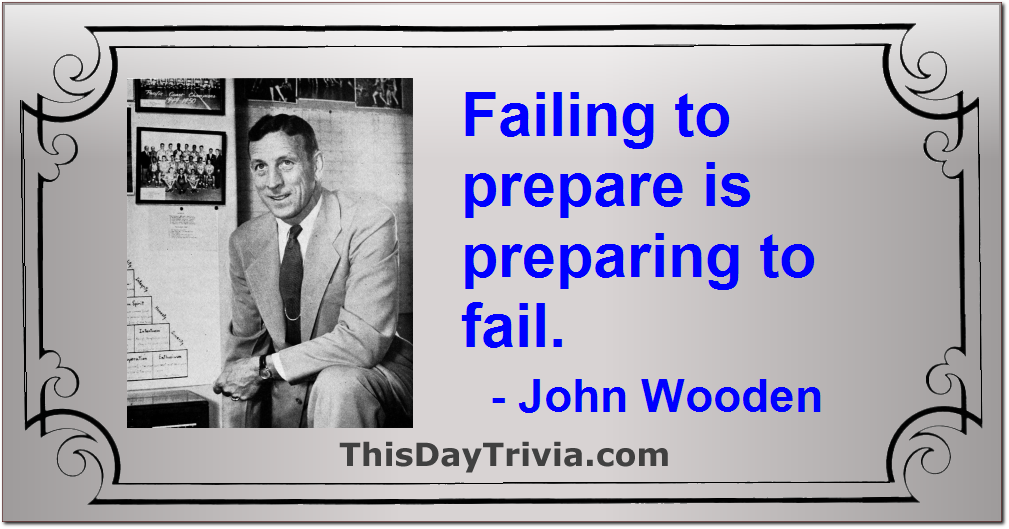 Quote: Failing to prepare is preparing to fail. - John Wooden