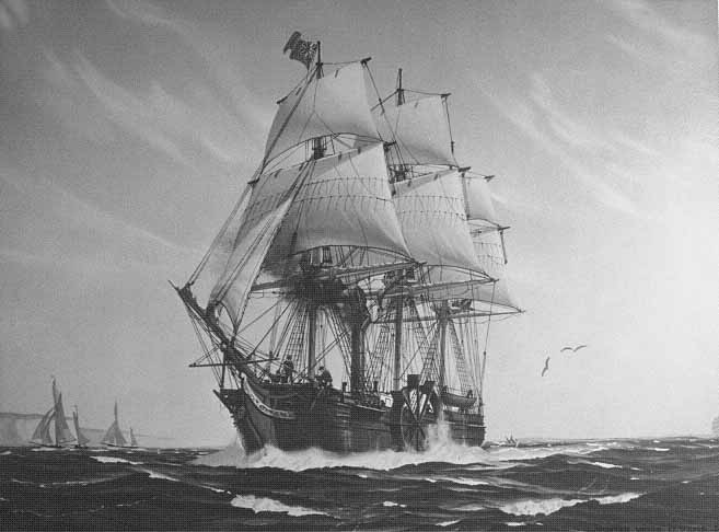 Painting of SS Savannah by Hunter Wood (1819)