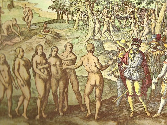 Vespucci's first encounter with Native Americans in Honduras, 1497