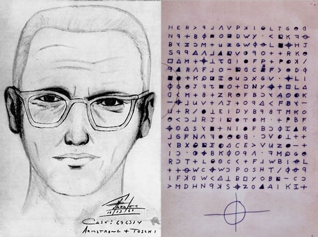 Sketch of Zodiac and one of his letters