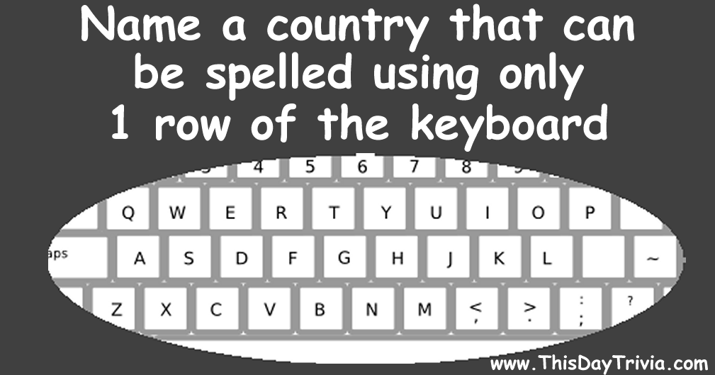 Name a country that can be spelled using only 1 row of the keyboard