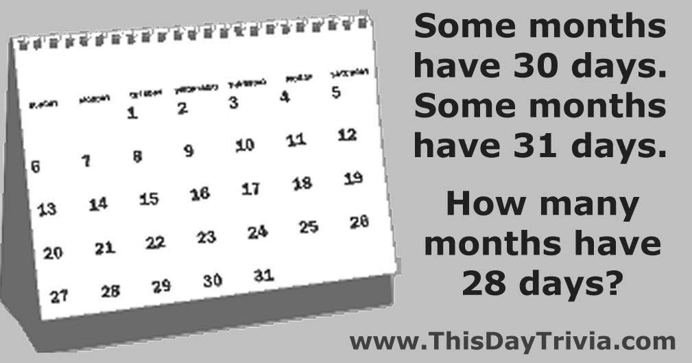 Some months have 30 days. Some months have 31 days. How many months have 28 days?