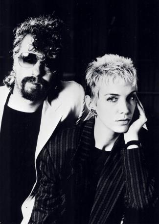 Lennox (right) with Dave Stewart as part of the Eurythmics