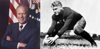 Ford as President and on football field at the University of Michigan (1933)