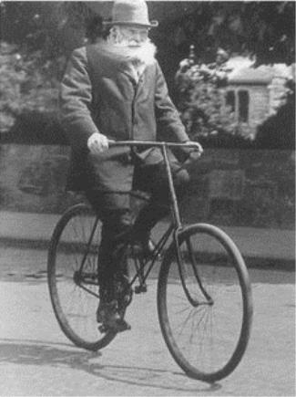 Dunlop on a bicycle with his tires