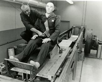 Crash test dummy testing seatbelts