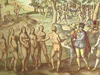 Vespucci's first encounter with Native Americans in Honduras, 1497