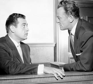 William Talman (right) as Hamilton Burger